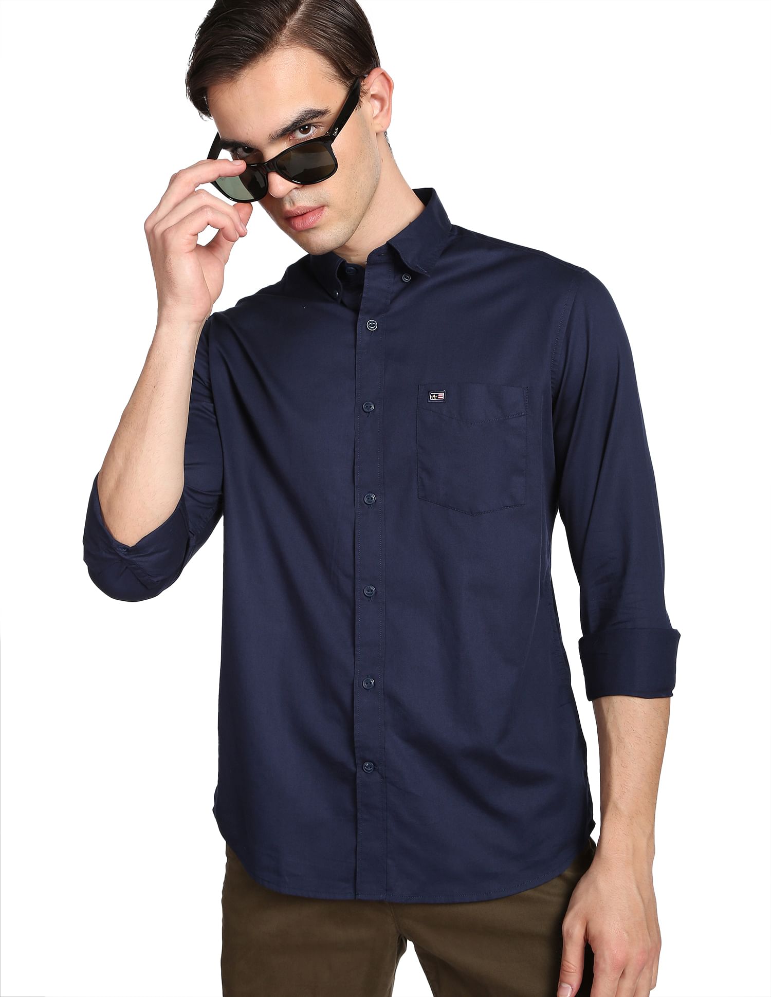 Button Down Collar Cotton Casual Shirt