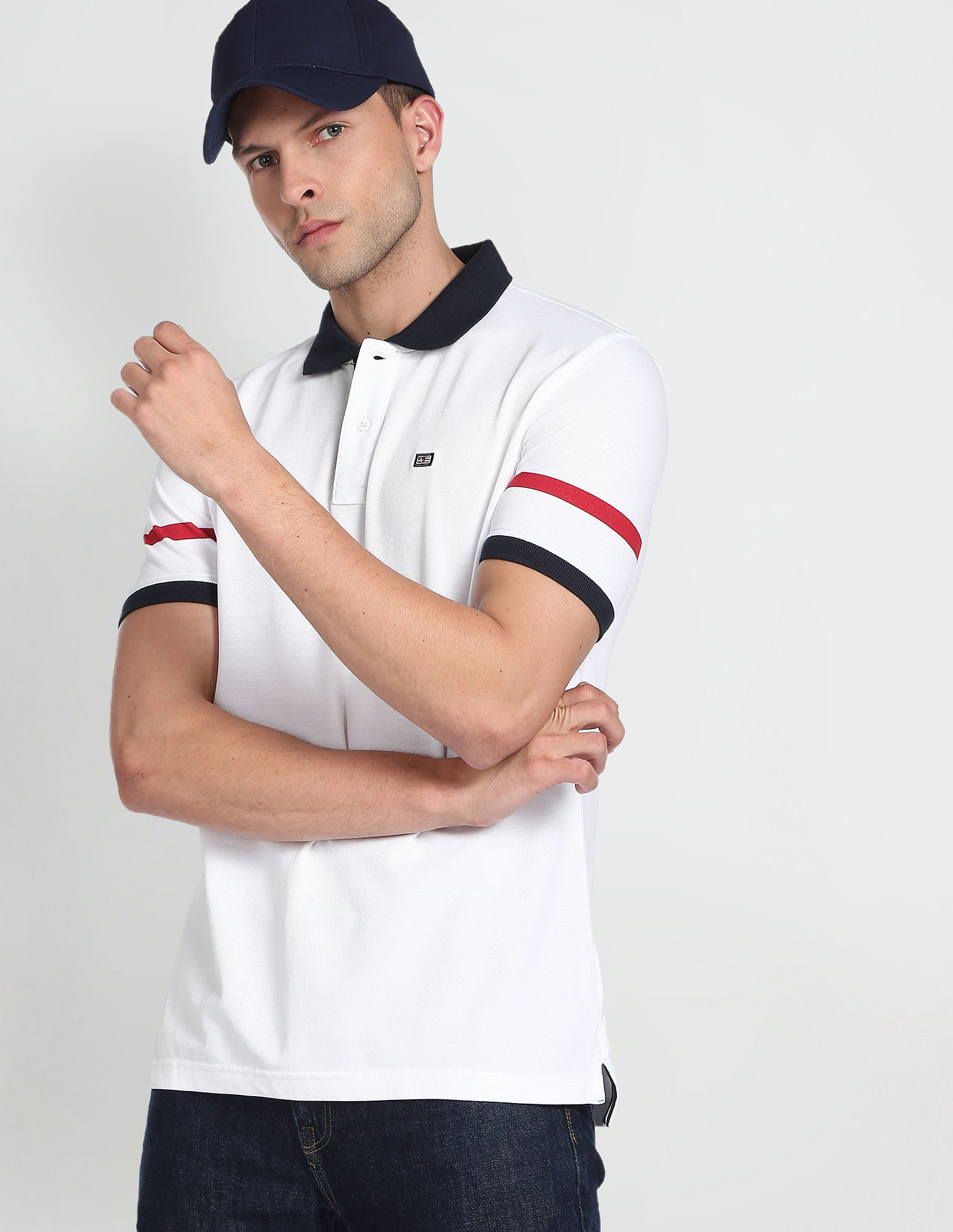 Contrast Sleeve Hem Polo Shirt