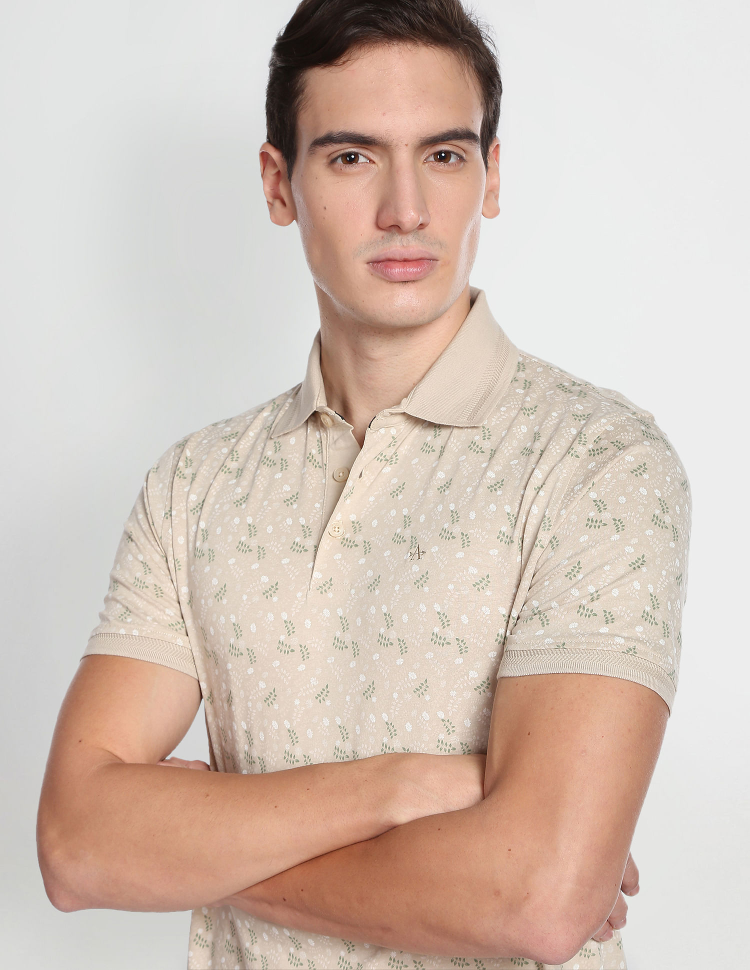 Floral Print Cotton Polo Shirt