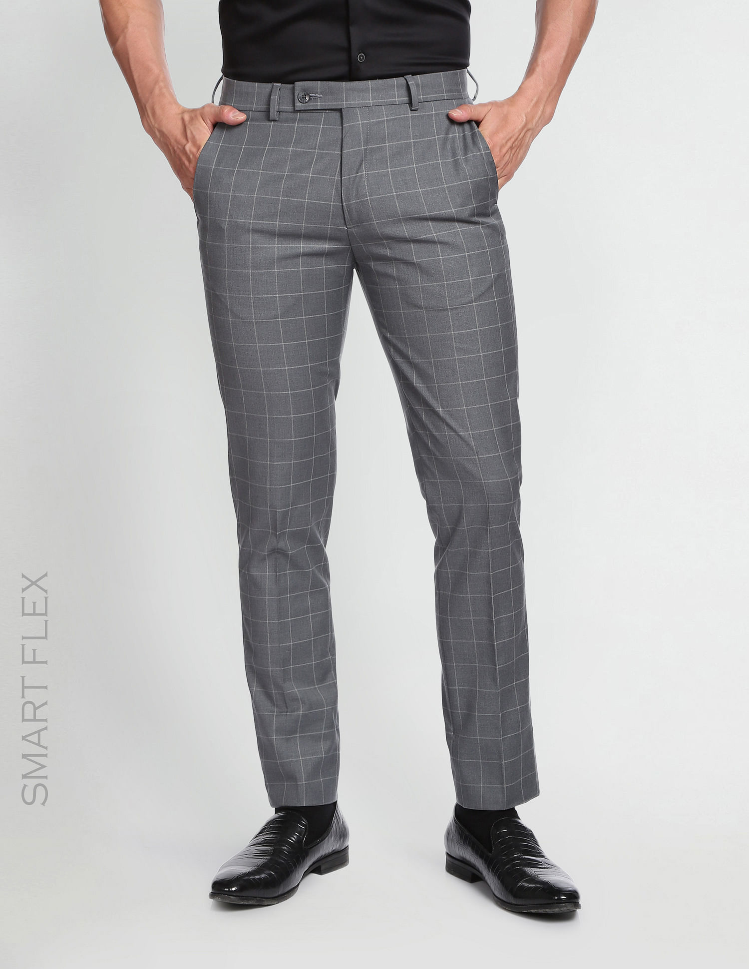 Windowpane Check Smart Flex Formal Trousers