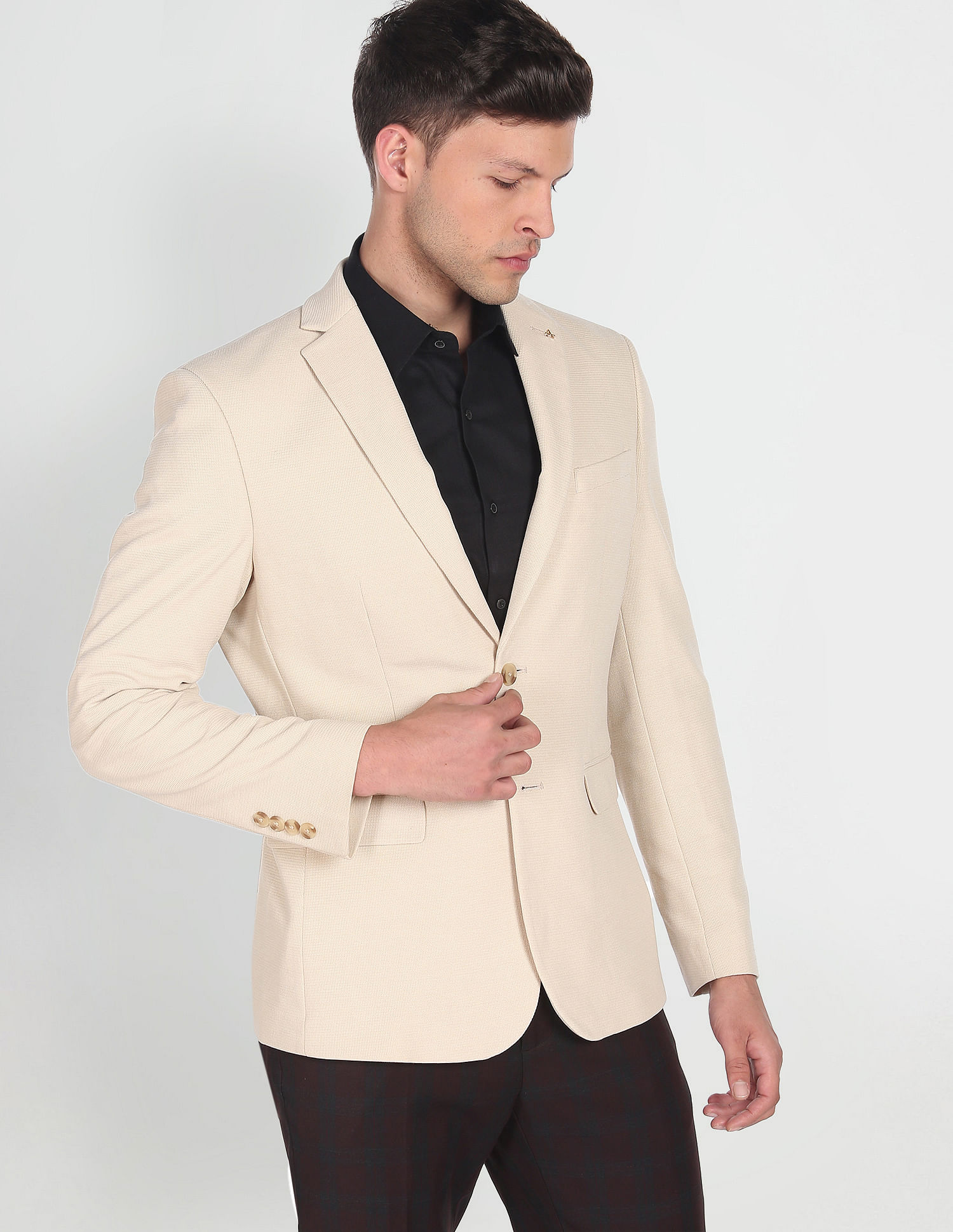 Zero Calorie Slim Fit Pattern Knit Blazer