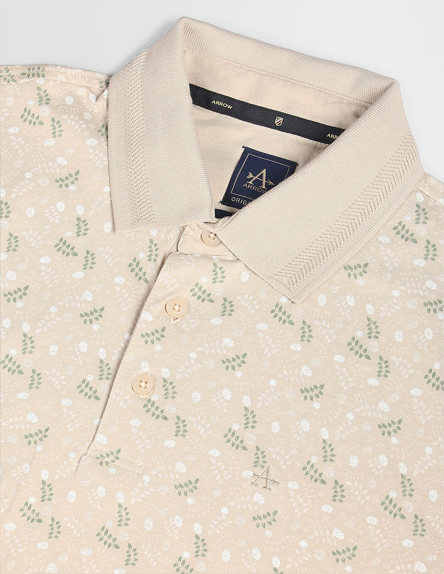 Floral Print Cotton Polo Shirt